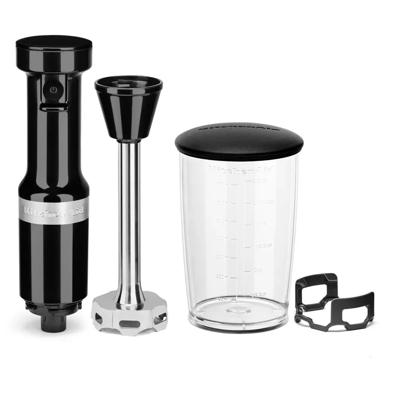 KitchenAid Corded Variable-Speed Immersion Blender in Onyx Black with Blending Jar