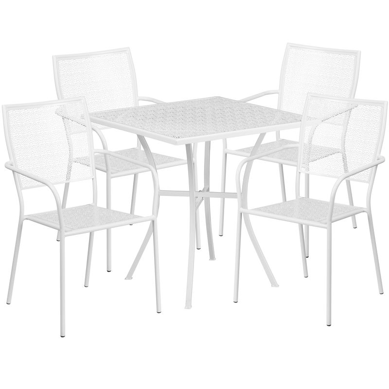 Steel 5-piece 28-inch Square Indoor-Outdoor Dining Set - Gold