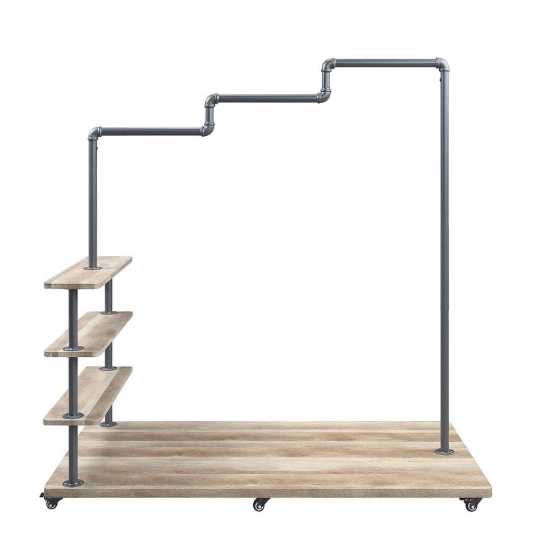 Clothing Rack in Oak and Sandy Gray - Oak and Sandy Gray