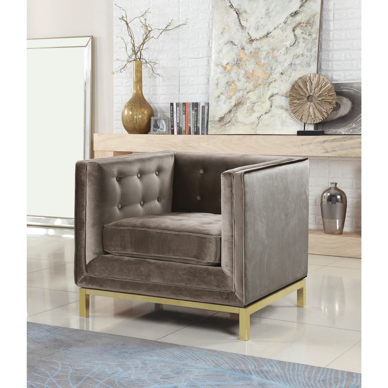 Chic Home Evie Velvet Plush Modern Contemporary Accent Club Chair - Taupe