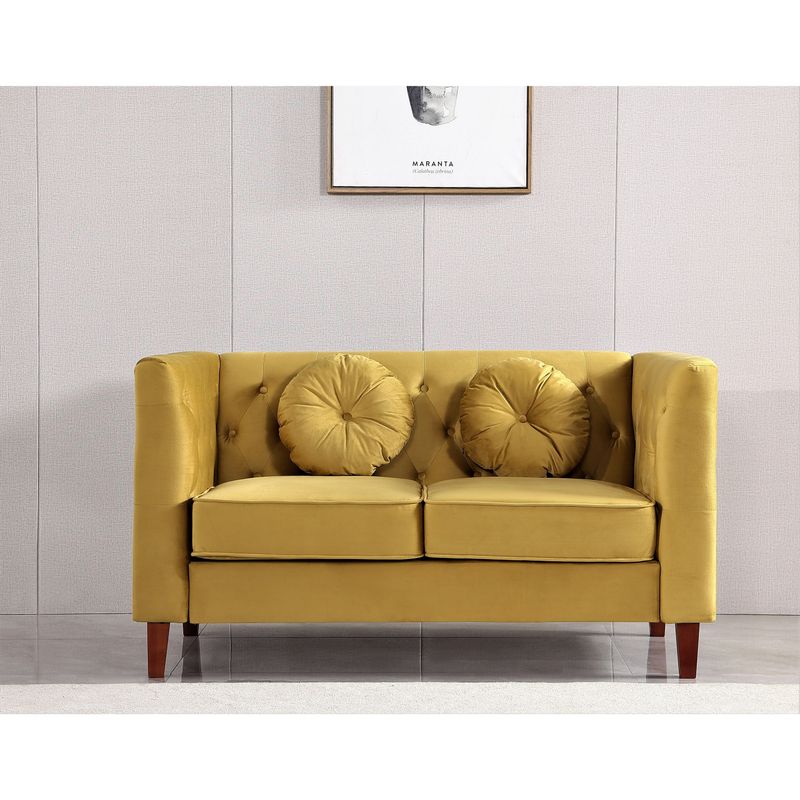 Fancher Kittleson Classic Chesterfield 3 Pieces Livingroom Set - Yellow