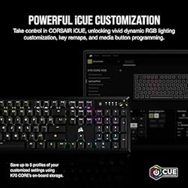 Corsair K70 CORE RGB Mechanical Gaming Keyboard - Pre-Lubricated MLX Red Linear Keyswitches - Sound Dampening - Media Control Dial - iCUE...