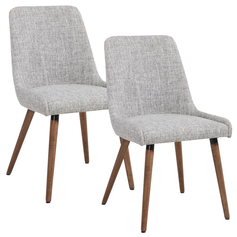 Mia Mid-century Grey Fabric Dining Chairs (Set of 2) - Mia Fabric Side Chairs Grey legs/Light Grey Fabric