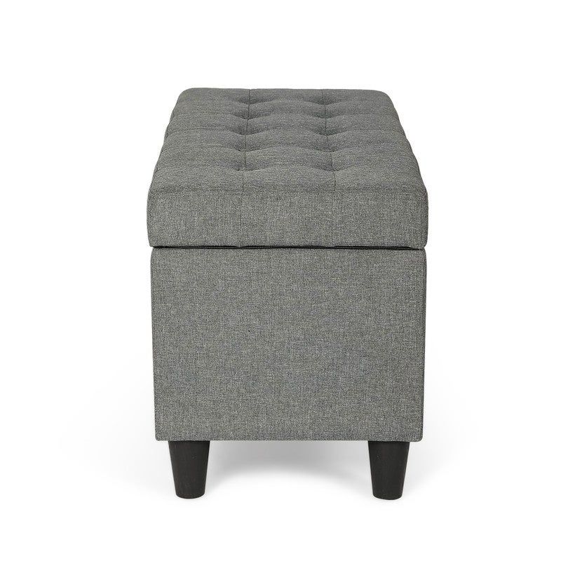 Adeco Storage Ottoman Bed Bench Fabric Tufted Upholstered Foot Stool - Teal