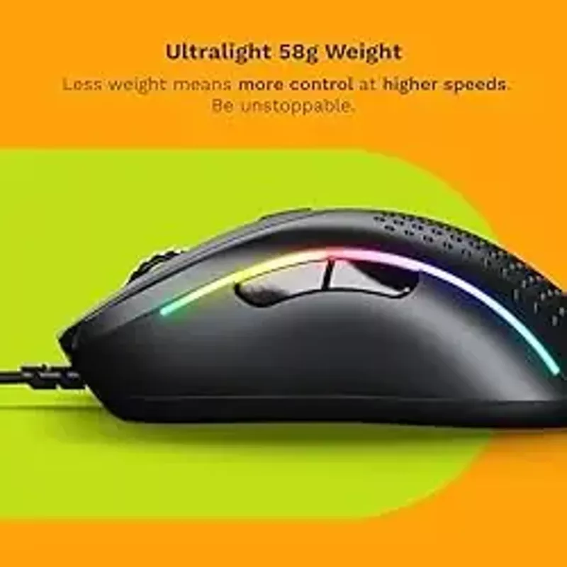 Glorious Gaming - Model D 2: Wired Ergonomic Mouse, Superlight 58g, 26K Optical Sensor, 6 Programmable Buttons, 80 Million Click Lifecycle, FPS, MMO, MOBA, Battle Royale (Black)