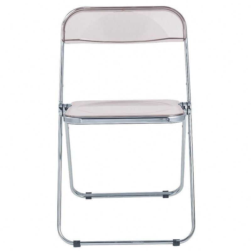 LeisureMod Lawrence Acrylic Folding Chair With Metal Frame - 30" - Transparent Black