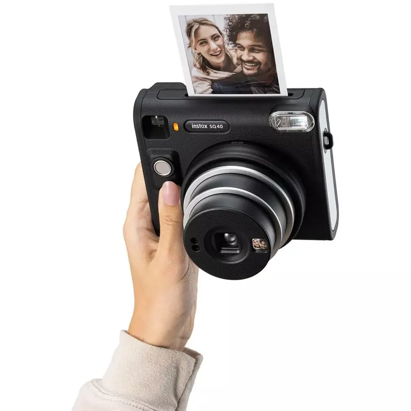 Fujifilm instax SQUARE SQ40 Instant Film Camera, Black With 2 Twin Packs of Film and Camera Bag