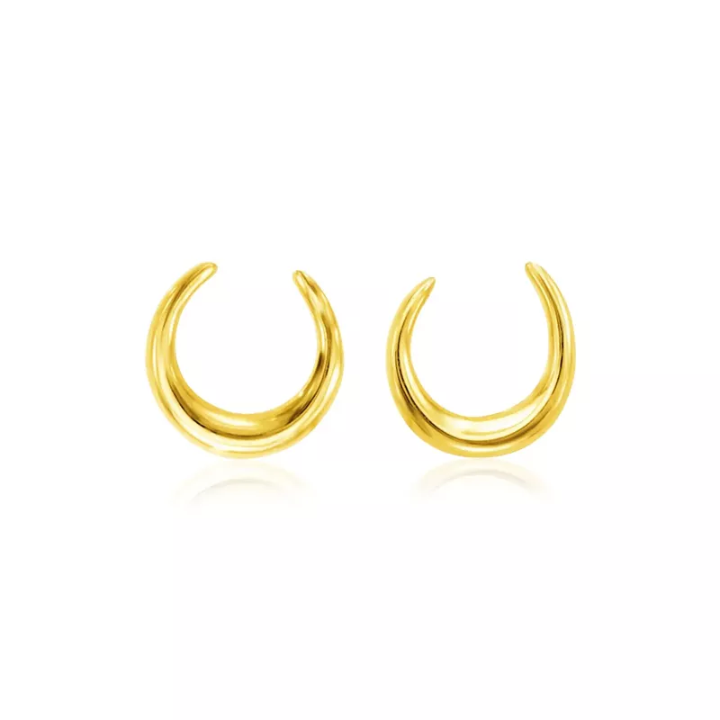 14k Yellow Gold Polished Moon Earrings
