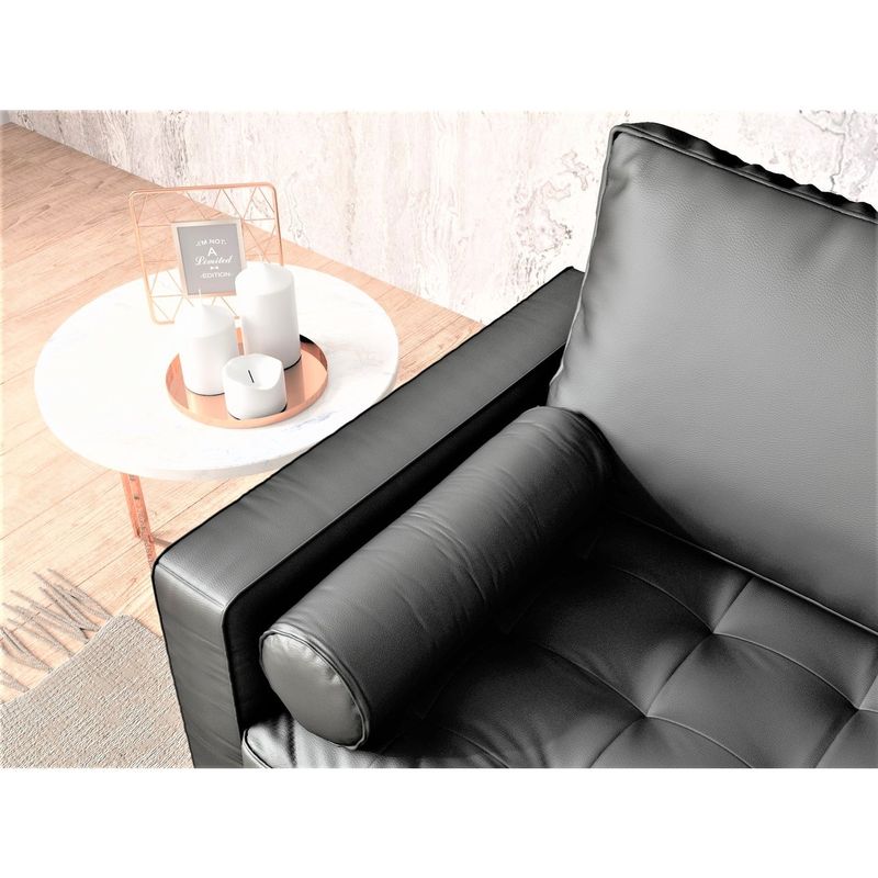 US Pride Matton Faux Leather Mid-century Modern living room set-Loveseat and Sofa - White