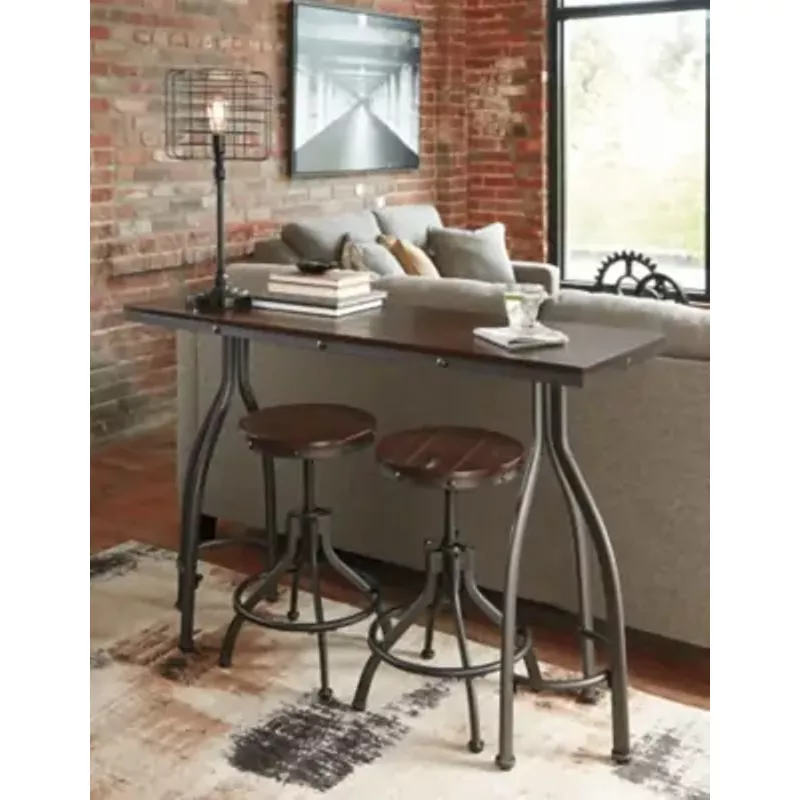 Rustic Brown Odium Rectangular Dining Room Counter TBL Set(3/CN)