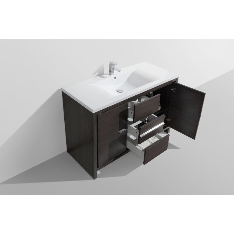 Moreno Bath MOD 48 Inch Free Standing Modern Bathroom Vanity with Reinforced Acrylic Sink - high gloss ash grey