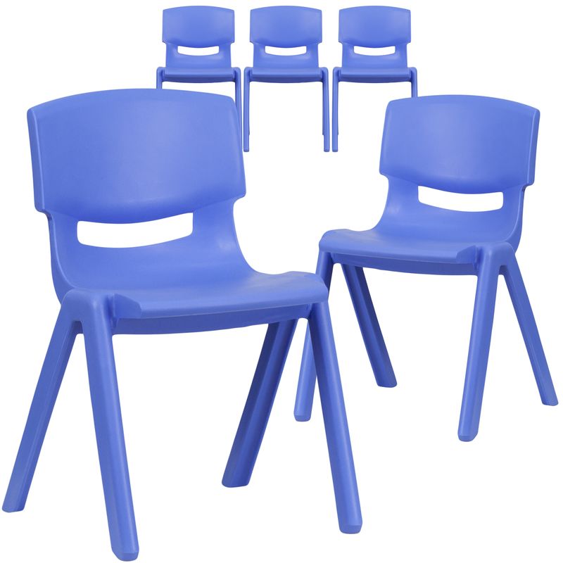 5PK Plastic Stackable School Chair with 13.25" Seat Height - Red