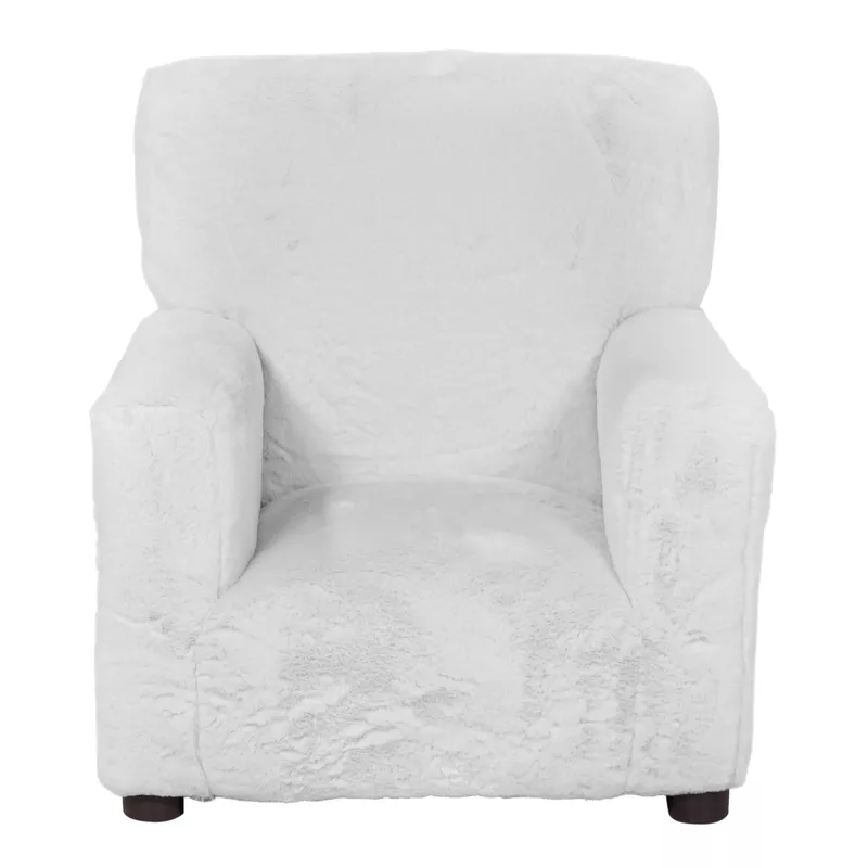 Transitional Fabric Animal Print Chair - White/Faux Fur in White