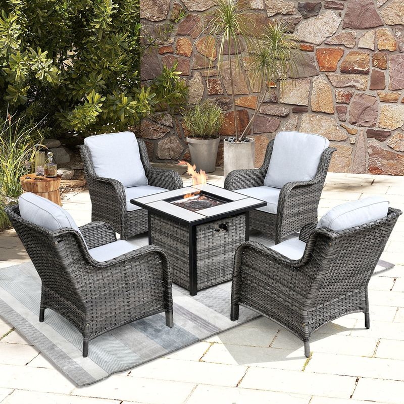 Rent to own OVIOS Rattan Wicker 5piece Patio Furniture Set Single