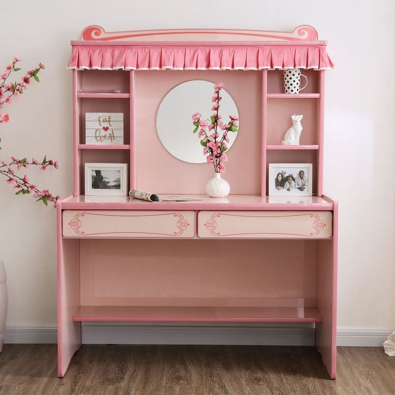 Furniture of America Rose Pink 47-inch Mirror Desk with Hutch - Pink