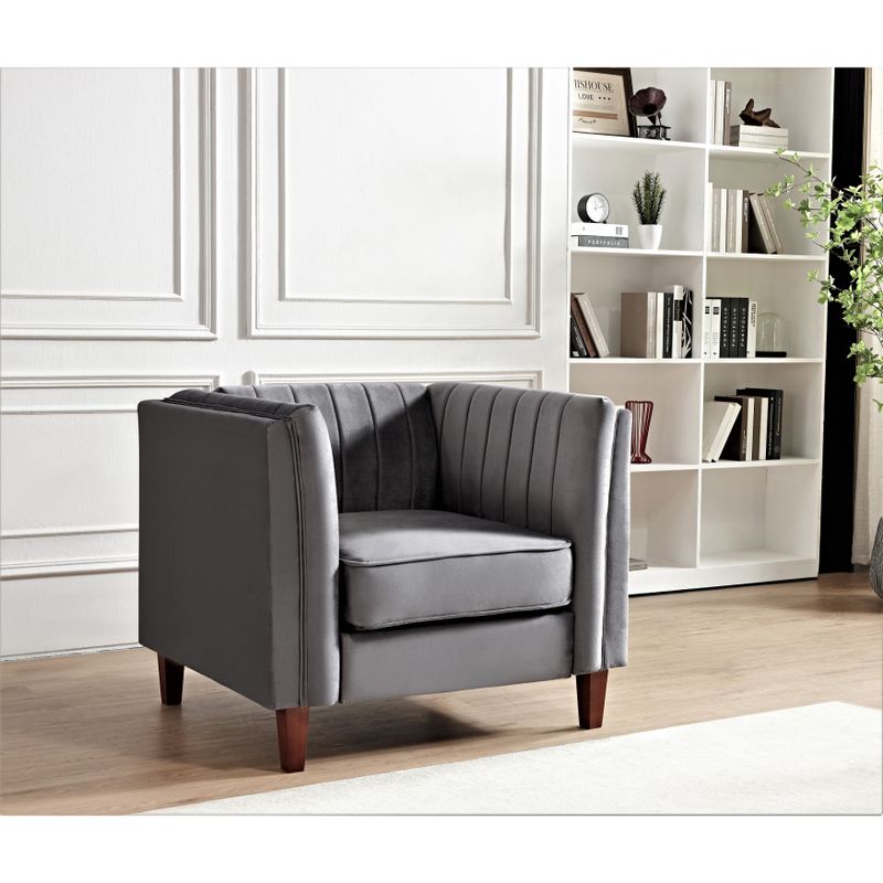 Line Tufted Square Design Chair - Grey