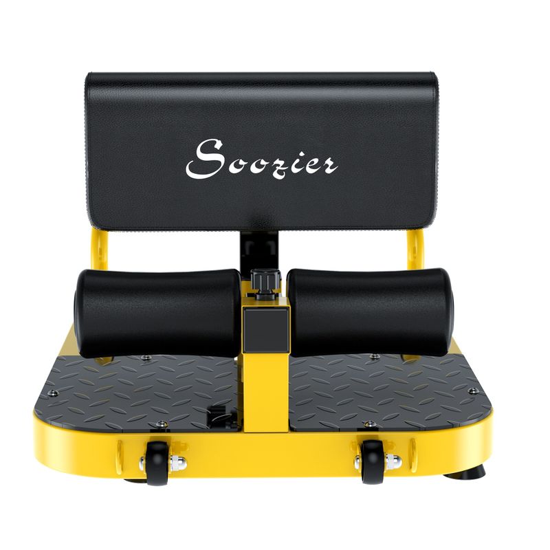 Soozier 3-in-1 Padded Push Up Sit Up Deep Sissy Squat Machine Home Gym Fitness Equipment, Yellow - Yellow