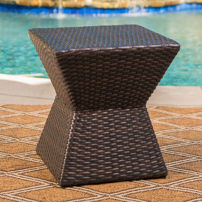 Arlington Outdoor 3-Piece Square Wicker Chat Set by Christopher Knight Home - Multibrown
