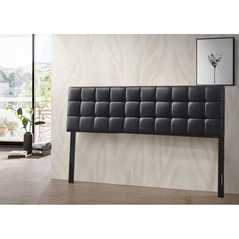 Varya Tufted Faux Leather Upholstered Panel Headboard (Brown/ Black) - Brown - King