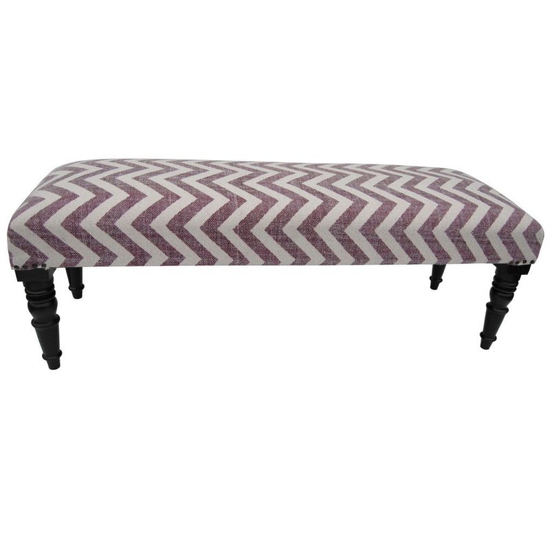 Herat Oriental Indo Handmade Cotton-upholstered Wooden Bench - Handmade modern upholstered chevron print bench
