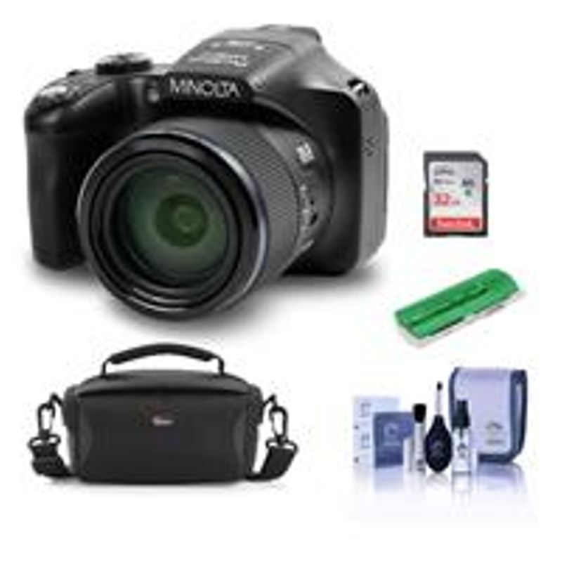 Minolta MN67Z 20MP FHD Wi-Fi Bridge Camera with 67x Optical Zoom, Black - Bundle With Camera Case, 32GB SDHC Memory Card, Cleaning Kit,...