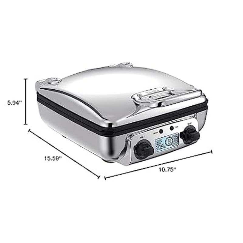 All-Clad Gourmet Digital Waffle Maker with Removable, Dishwasher-safe Plates. 4 slice, Silver