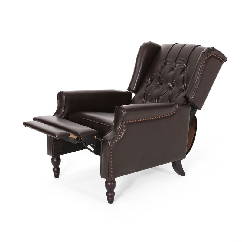 Walter Brown Bonded Leather Recliner Club Chair by Christopher Knight Home - Cognac Brown + Dark Brown