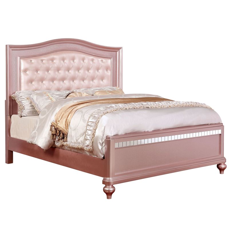Silver Orchid Gibson Rose Gold Button Tufted Bed - Twin