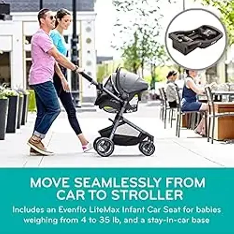 Evenflo Pivot Vizor Travel System with LiteMax Infant Car Seat (Promenade Blue)