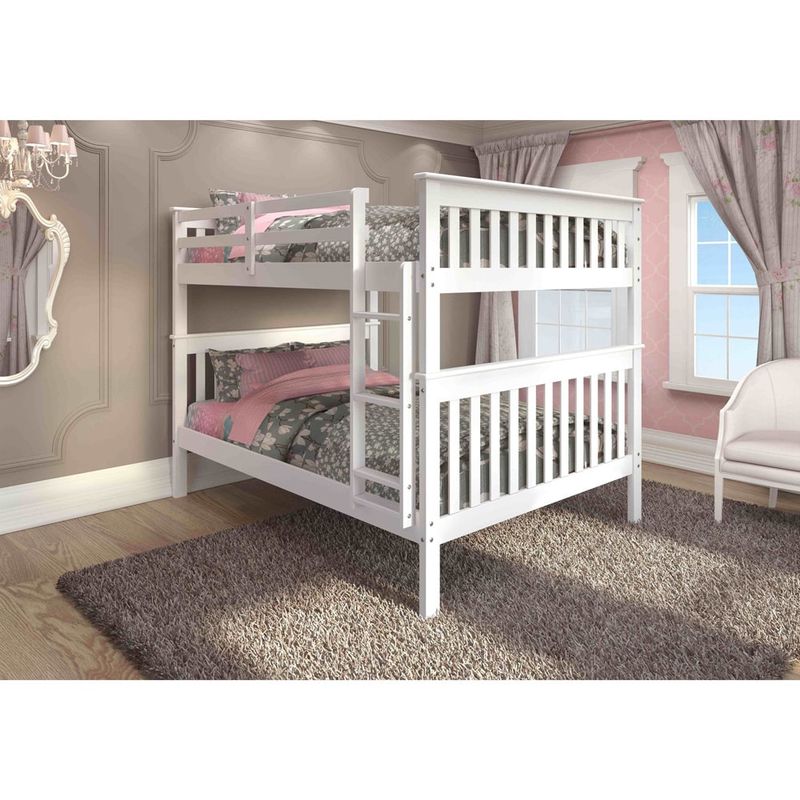 Donco Kids Mission Full Bunk Bed and Optional Storage Drawers or Twin Trundle - Full Size Bunk Bed with Drawers
