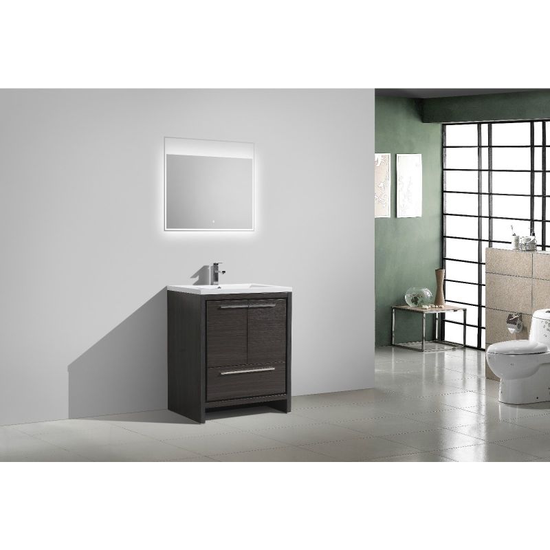 Moreno Bath MOD 30 Inch Free Standing Modern Bathroom Vanity with Reinforced Acrylic  Sink - High Gloss White