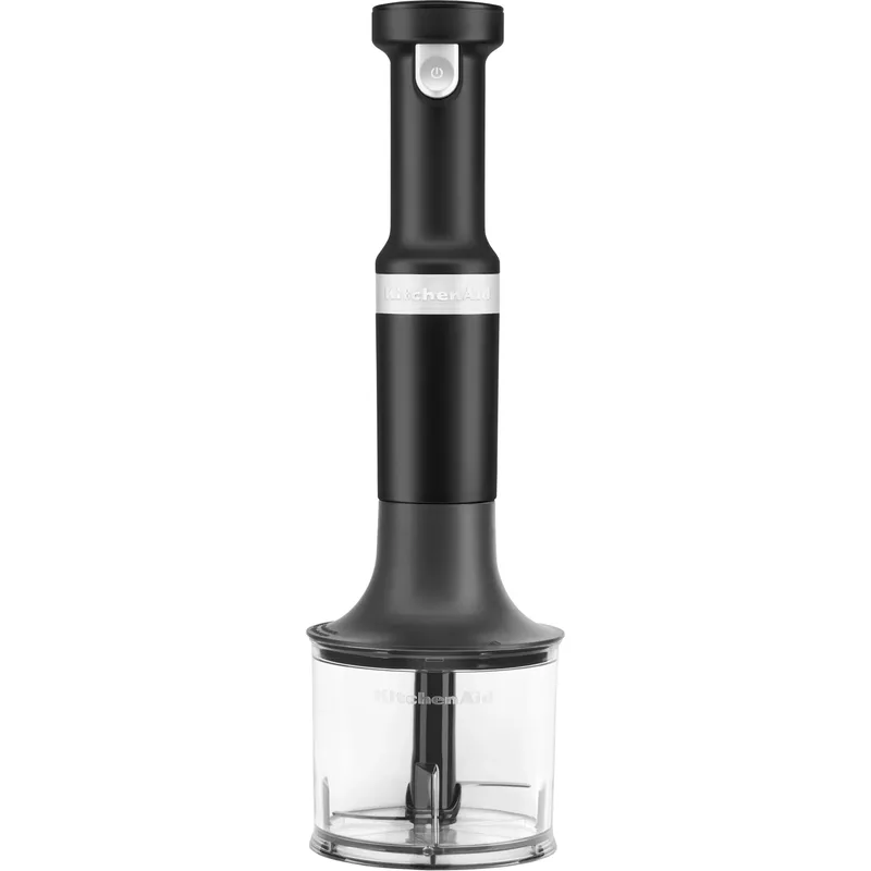 KitchenAid Cordless Variable Speed Hand Blender with Chopper and Whisk Attachment in Black Matte