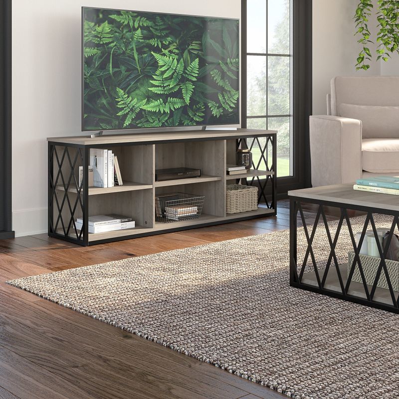 City Park Industrial TV Stand for 70 Inch TV by kathy ireland® Home - Driftwood Gray