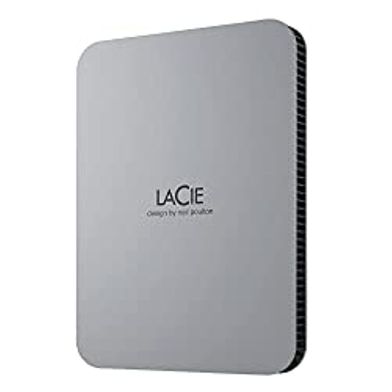 LaCie Mobile Drive 1TB External Hard Drive Portable HDD - Moon Silver, USB-C 3.2, for PC and Mac, Post-Consumer Recycled, with Adobe...