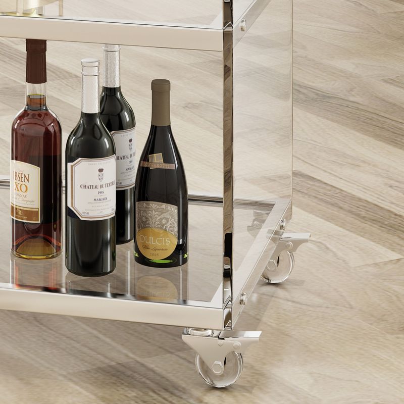 Yves Bar Trolley with Glass Shelves by Christopher Knight Home - Clear - Glass