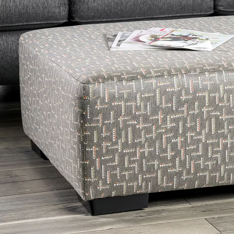 Transitional Chenille Upholstered Ottoman in Gray