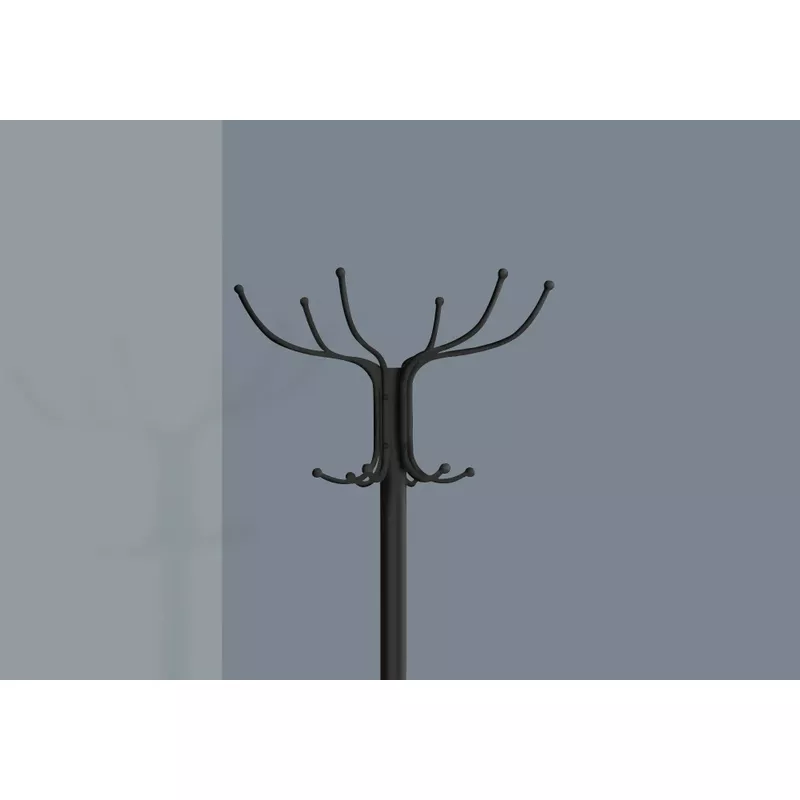 Coat Rack/ Hall Tree/ Free Standing/ 12 Hooks/ Entryway/ 70"H/ Umbrella Holder/ Bedroom/ Metal/ Black/ Transitional