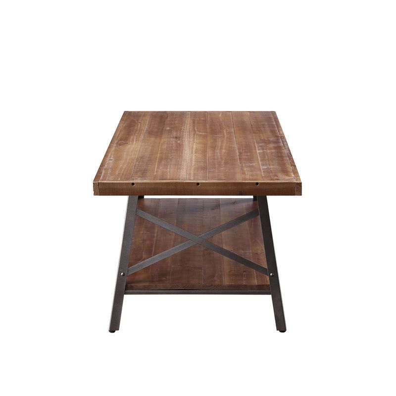 ACME Ikram Coffee Table in Weathered Oak and Sandy Black