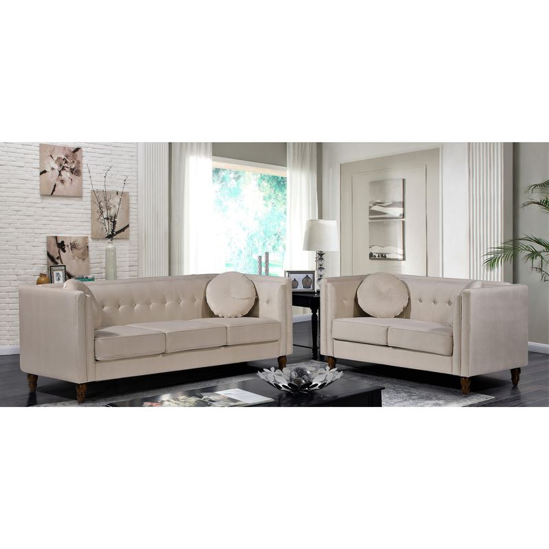 Angie Classic Kittleson Chesterfield 2-Piece Set-Loveseat & Sofa - Green