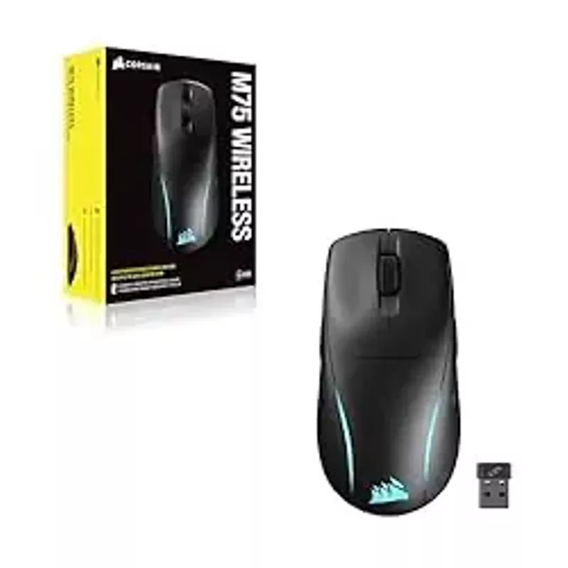 Corsair M75 Wireless RGB Lightweight FPS Gaming Mouse - 26,000 DPI - Swappable Side Buttons - iCUE Compatible - PC - Black
