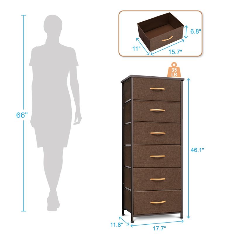VredHom 6 Drawers Vertical Dresser Storage Tower - Blue - 6-drawer