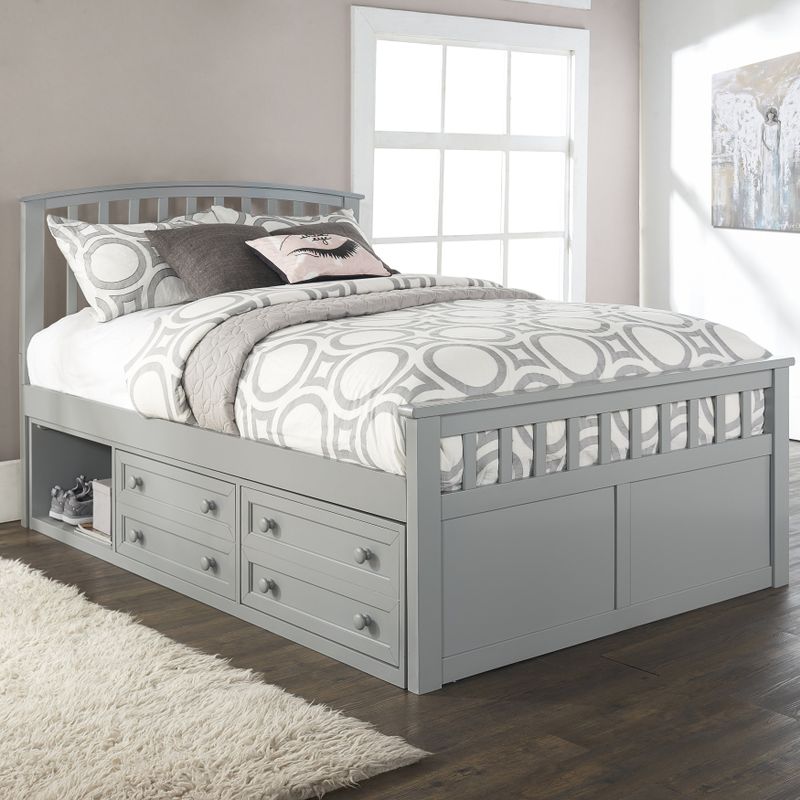 Charlie Wood Full Captain's Bed with 2 Storage Units - White