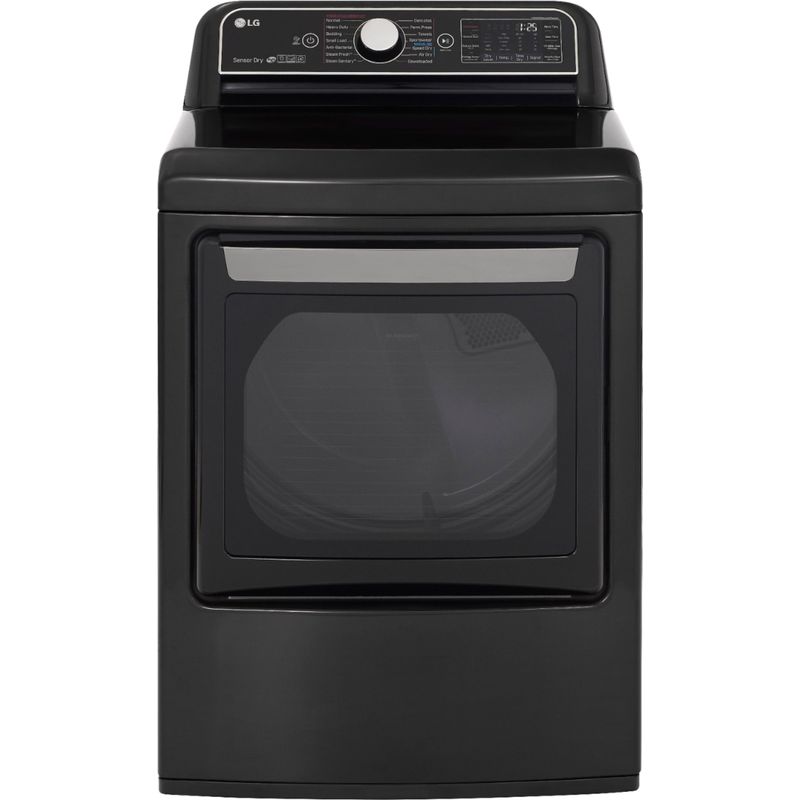 Front Zoom. LG - 7.3 Cu. Ft. Smart Gas Dryer with Steam and Sensor Dry - Black steel