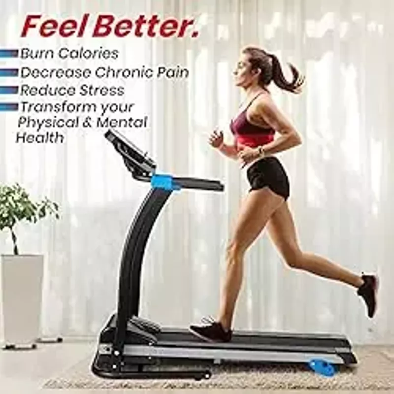 SereneLife Smart Digital Manual Incline Treadmill - Slim Folding Electric 2.5 HP Indoor Home Foldable Fitness Exercise Running Machine with Downloadable App, MP3 Player, Safety Key SLFTRD25.5