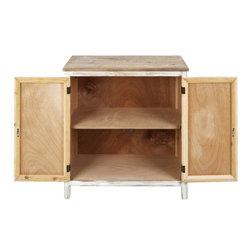 White-Washed Wood Storage Cabinet - Wood/MDF
