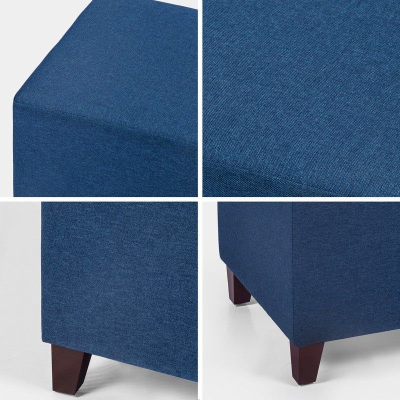 Adeco Simple British-style Cobalt Blue Cube Ottoman Footstool - Blue - Medium