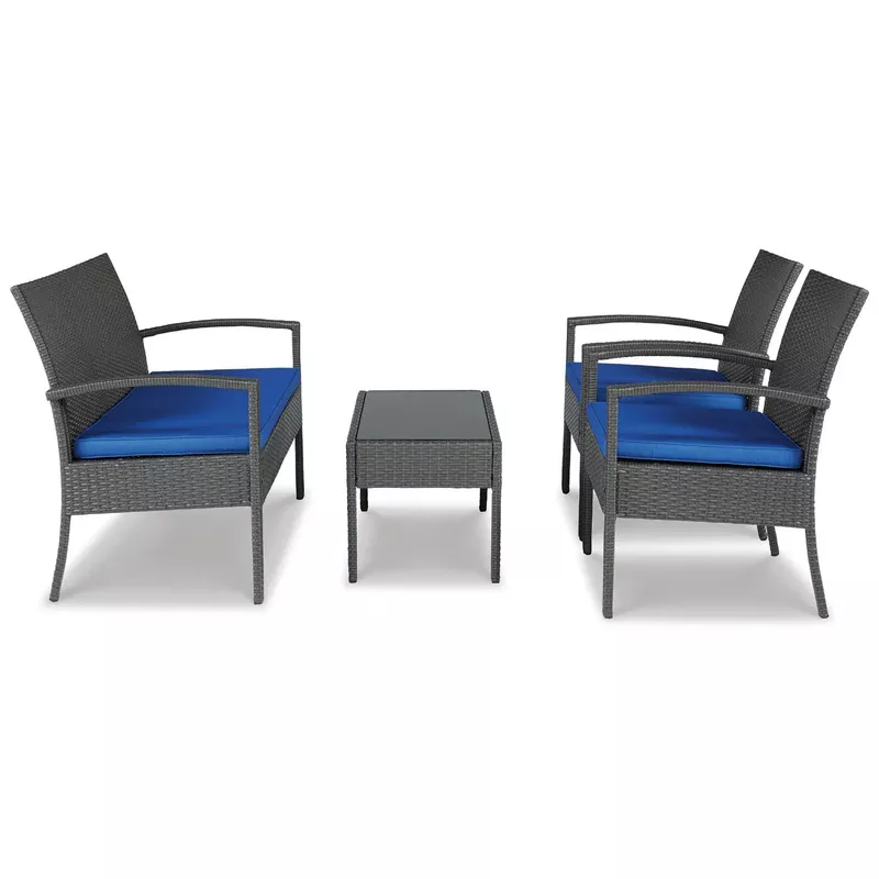 Alina Outdoor Love/Chairs/Table Set (Set of 4)