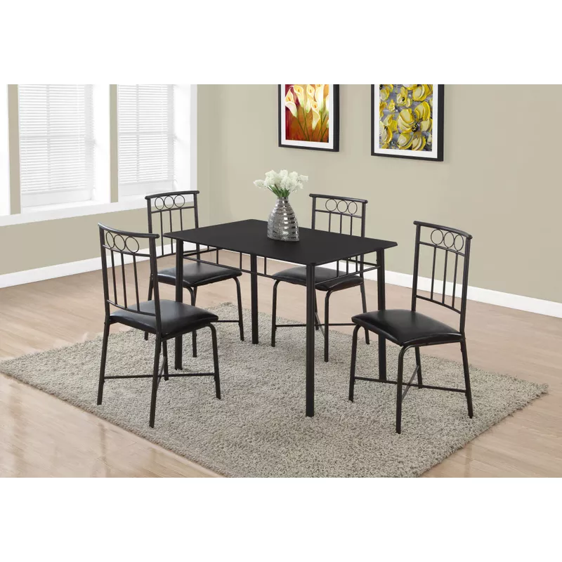 Dining Table Set/ 5pcs Set/ Small/ 40" Rectangular/ Kitchen/ Metal/ Laminate/ Black/ Contemporary/ Modern