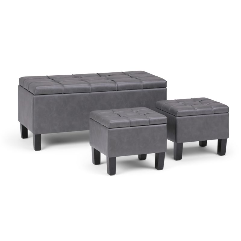 WYNDENHALL Lancaster 44 inch Wide Contemporary Rectangle Storage Ottoman - Slate Grey