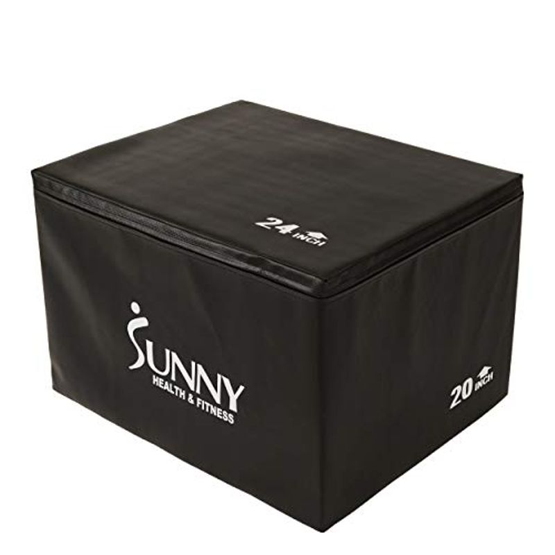 Sunny Health & Fitness Foam Plyo Box, 440lb Weight Capacity with 3 in 1 Height Adjustment - 30"/24"/20" for Plyometric Training and...
